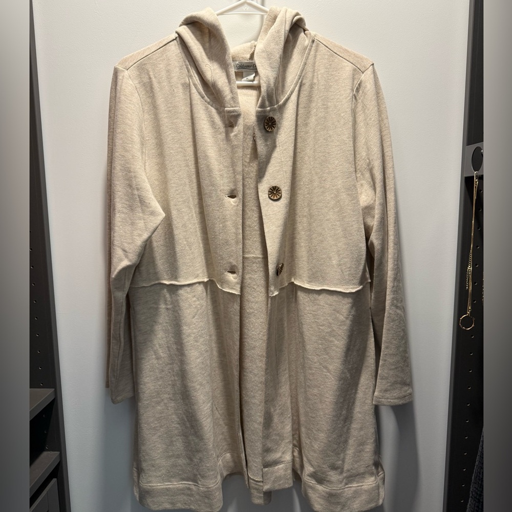 Coldwater Creek Cream Hooded Sweatshirt